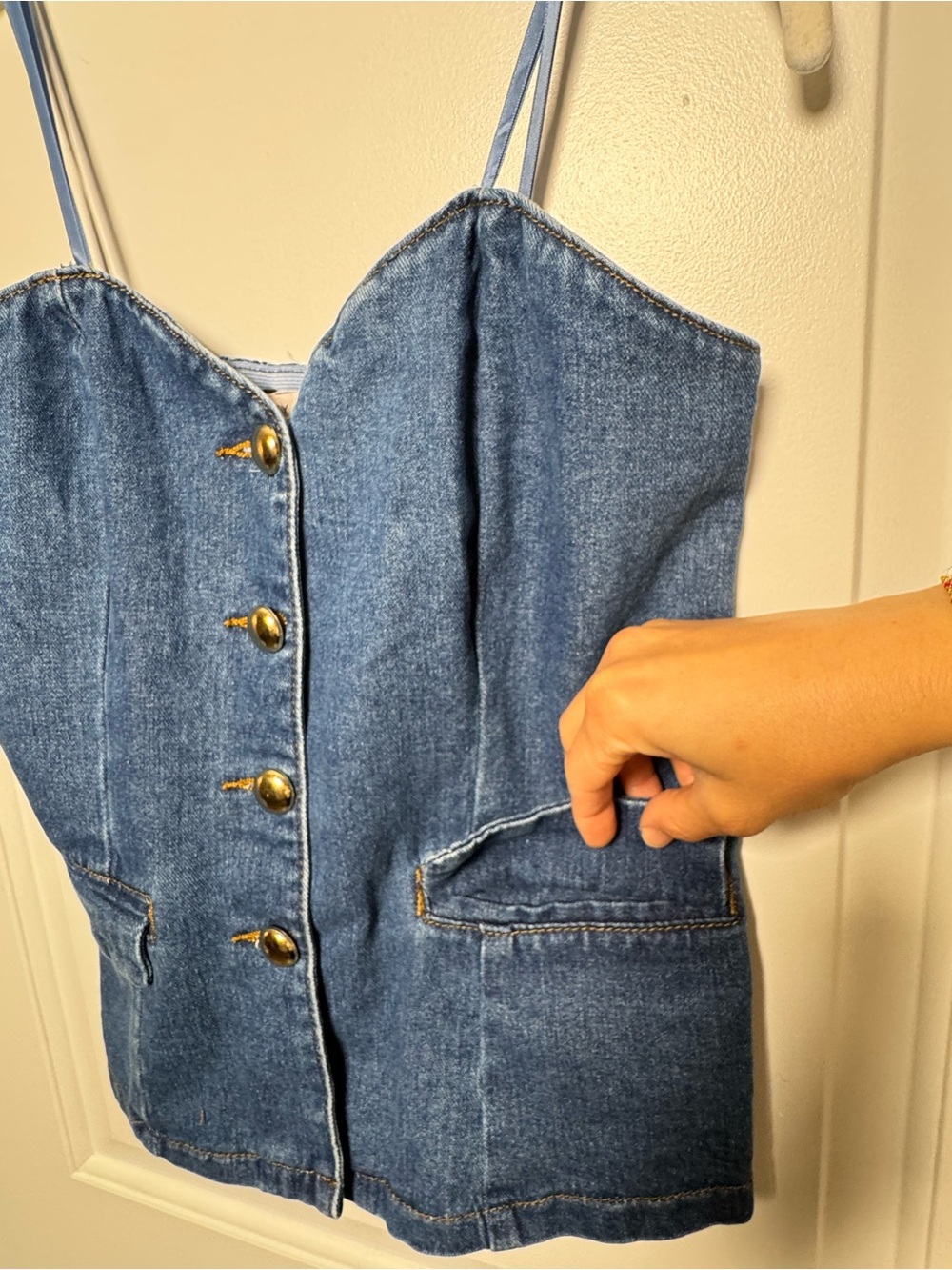 Sincerely Jules Denim Corset Tank Top Women’s Large Button Front Bustier NWT